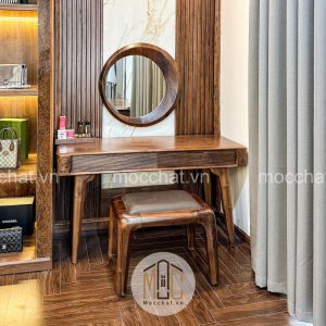 Bàn trang điểm gỗ óc chó đẹp hiện đại