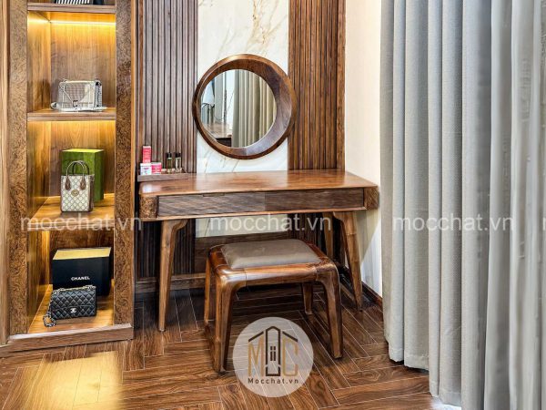 Bàn trang điểm gỗ óc chó đẹp hiện đại