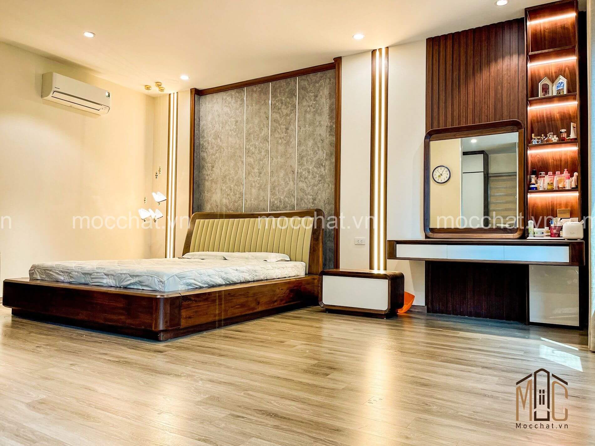 Nội thất phòng ngủ gỗ óc chó cao cấp