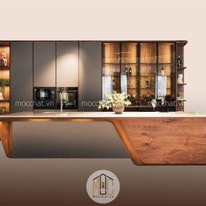 Tủ bếp gỗ óc chó hiện đại cao cấp mã TBOC-12