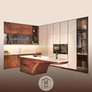 Tủ bếp gỗ óc chó hiện đại cao cấp mã TBOC-14