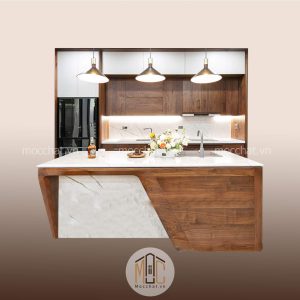 Tủ bếp gỗ óc chó hiện đại cao cấp mã TBOC-17