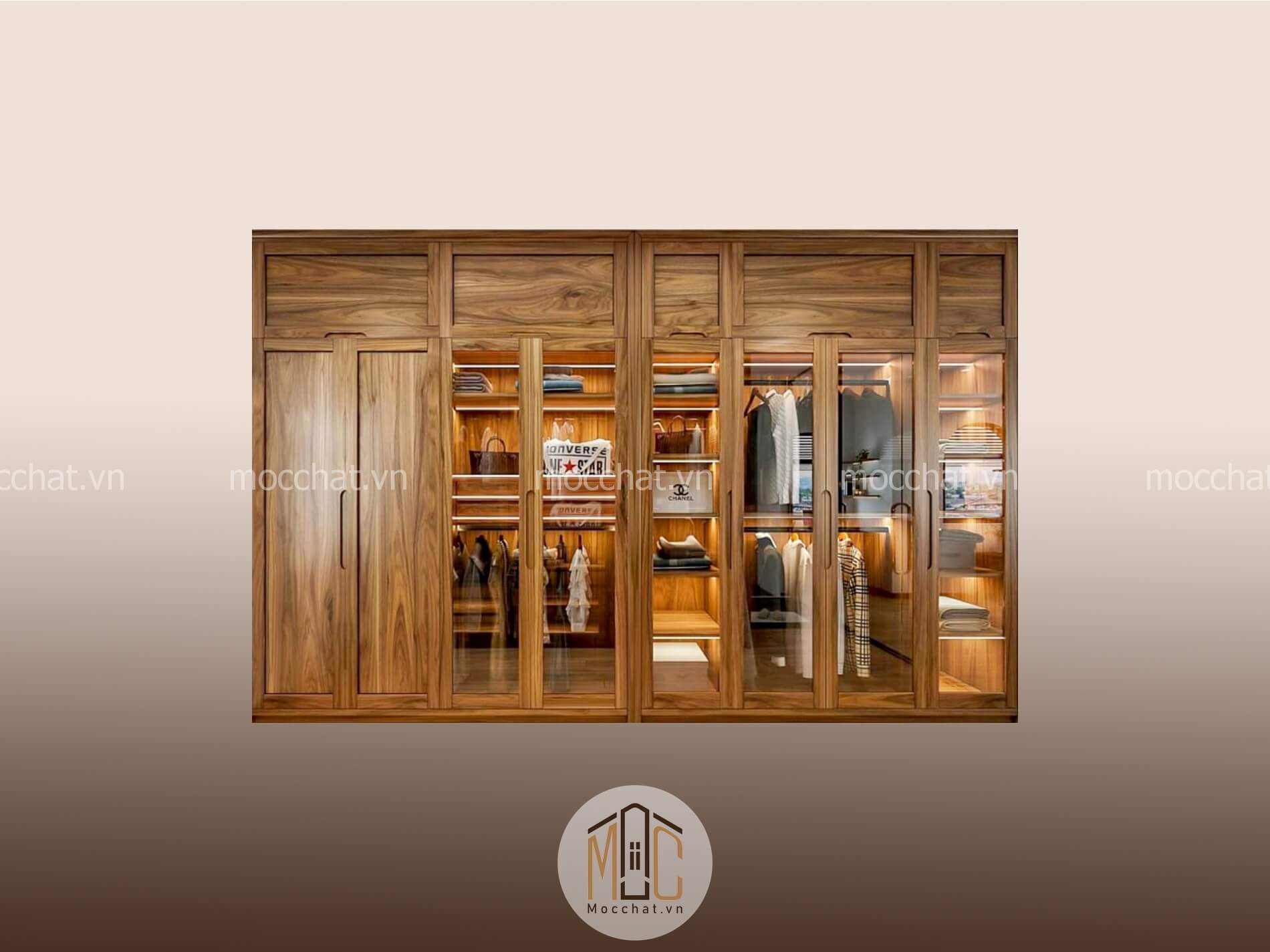 Tủ quần áo gỗ óc chó đẹp hiện đại cao cấp mã TAOC-08