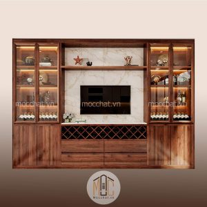 Tủ rượu gỗ óc chó hiện đại sang trọng mã troc-13