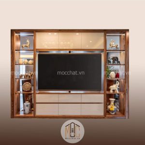 Tủ trang trí gỗ óc chó đẹp hiện đại cao cấp mã TTT-01