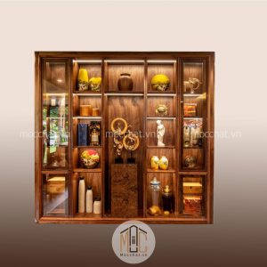 Tủ trang trí gỗ óc chó đẹp hiện đại cao cấp mã TTT-02