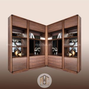 Tủ trang trí gỗ óc chó đẹp hiện đại cao cấp mã TTT-03