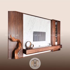 Vách trang trí gỗ óc chó đẹp hiện đại cao cấp mã VTT-05