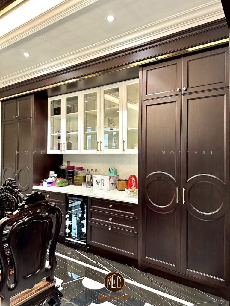 Tủ Bếp Gỗ Óc Chó Sang Trọng Và Tiện Nghi