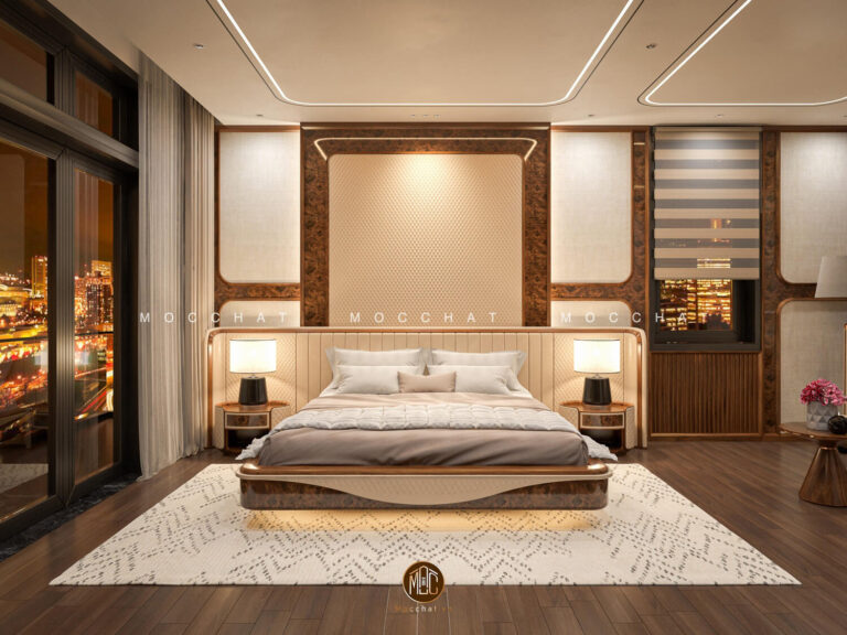 Giường ngủ gỗ óc chó sang trọng