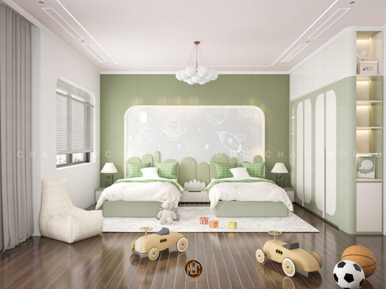 Thiet-ke-phong-ngu-tre-em-doi-voi-tong-mau-xanh-pastel-sang-tao-biet-thu-hoa-sua-vinhome-reverside