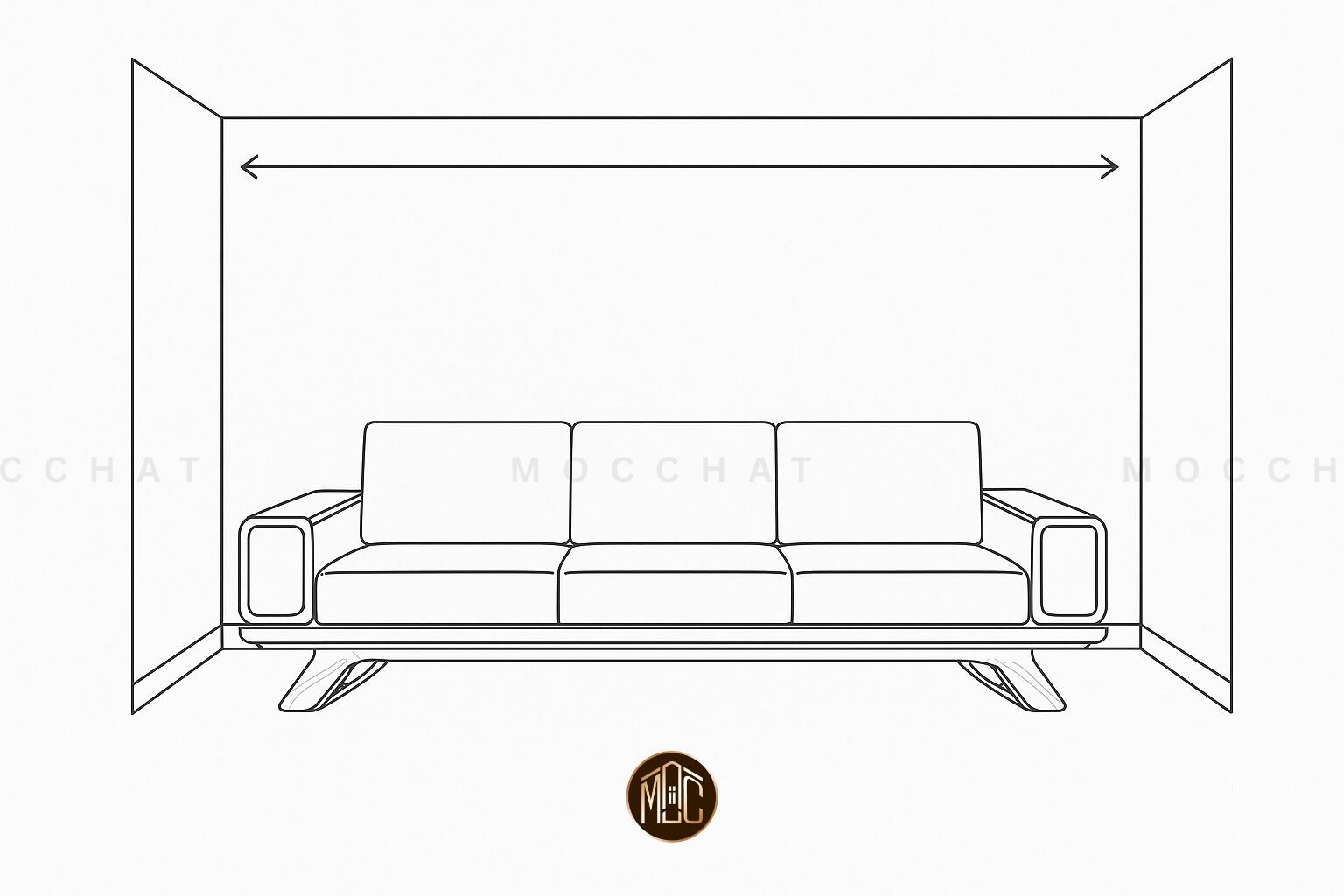 Chú ý khoảng cách giữa hai bức tường khi tiến hành thiết kế thi công sofa gỗ óc chó.