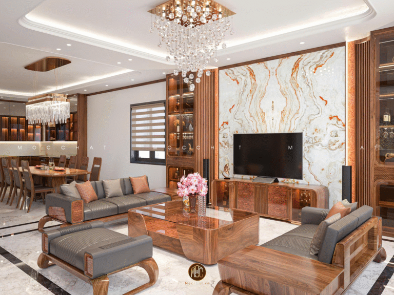 Nội thất gỗ óc chó nhà anh Thăng - Quốc Oai